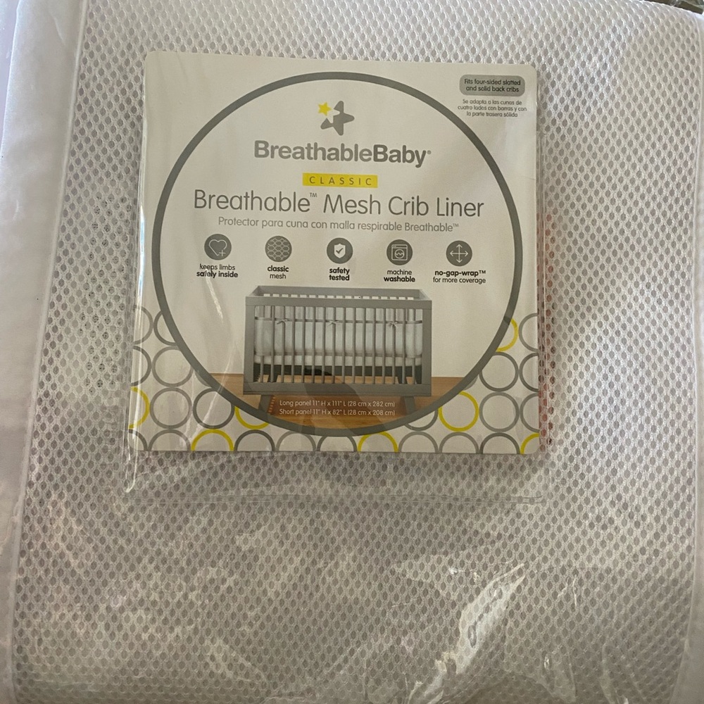 2 White Mesh Crib Liners - BreathableMesh - Picture 4 of 5